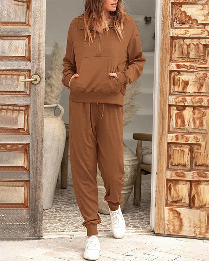 2-Piece Ribbed Sweatsuit Lounge Set