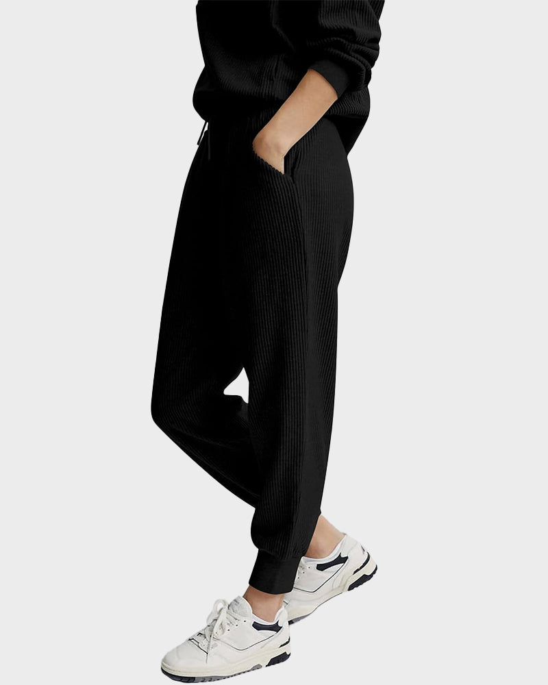 2-Piece Ribbed Sweatsuit Lounge Set