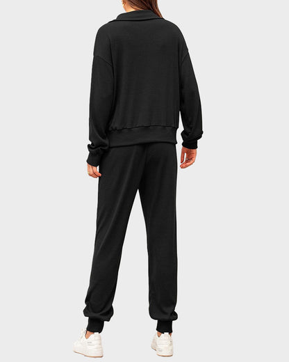 2-Piece Ribbed Sweatsuit Lounge Set