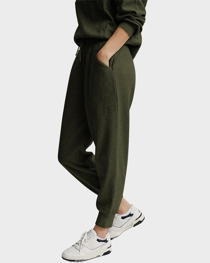 2-Piece Ribbed Sweatsuit Lounge Set
