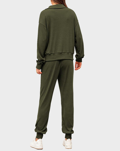 2-Piece Ribbed Sweatsuit Lounge Set