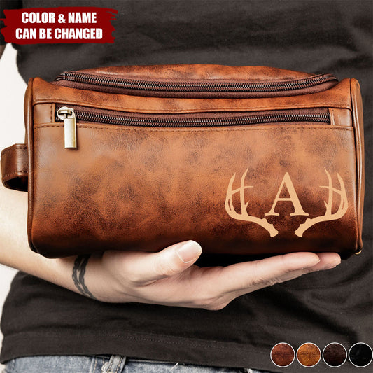 Vintage Monogram - Personalized Leather Toiletry Bag