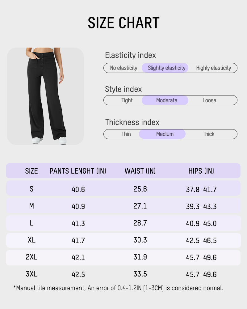 High-Waist Button Front Straight-Leg Pants