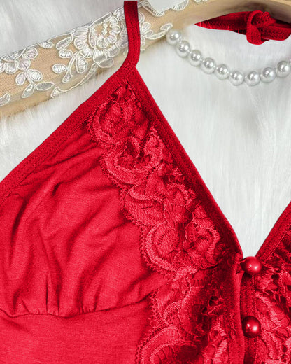 Lace Trim Satin Pajama Cami & Split Shorts Set