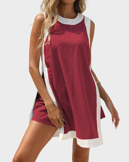 Minimalist High-Slit Colorblock Set with Shorts