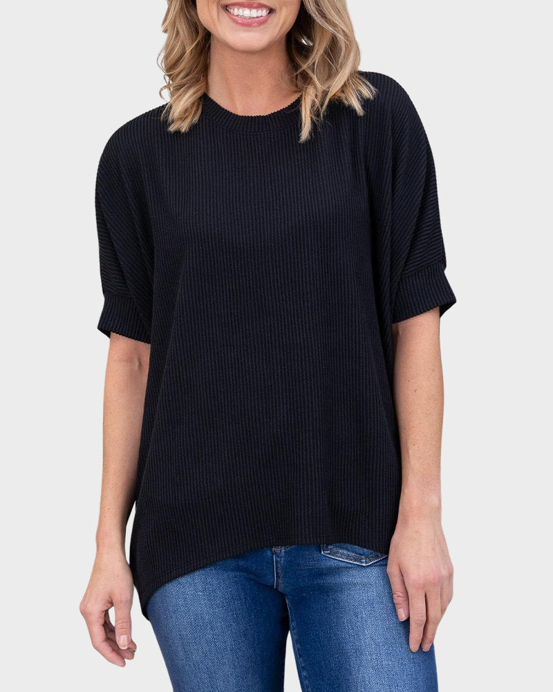 Oversized Ribbed Dolman Sleeve Top