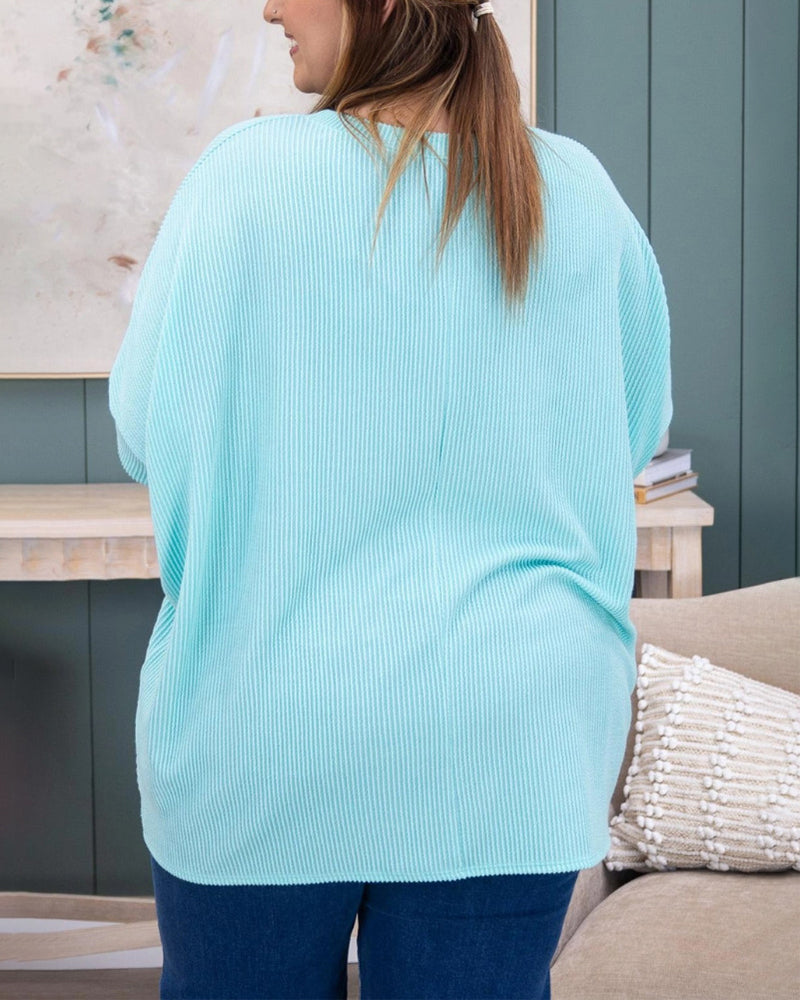Oversized Ribbed Dolman Sleeve Top