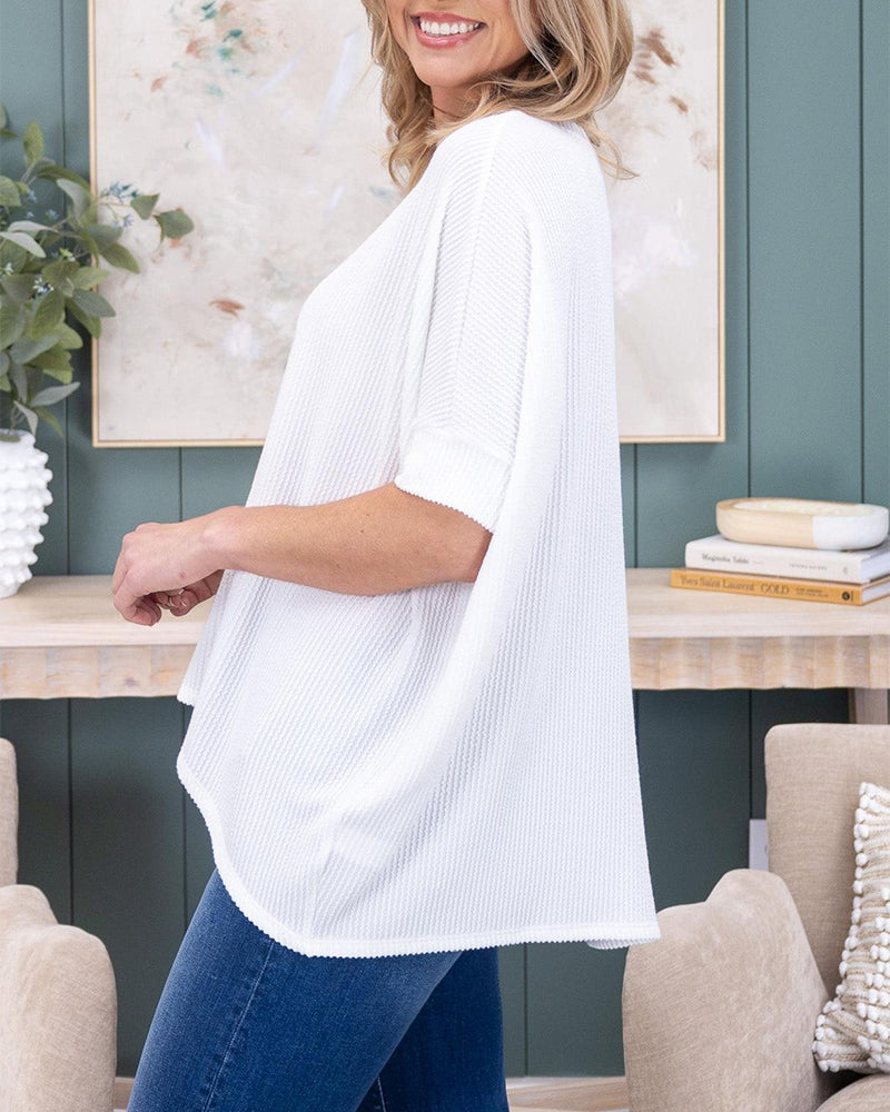 Oversized Ribbed Dolman Sleeve Top