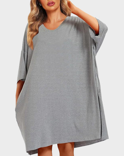 Plus Size Ultra-Soft Oversized Shirt Sleepwear with Pockets