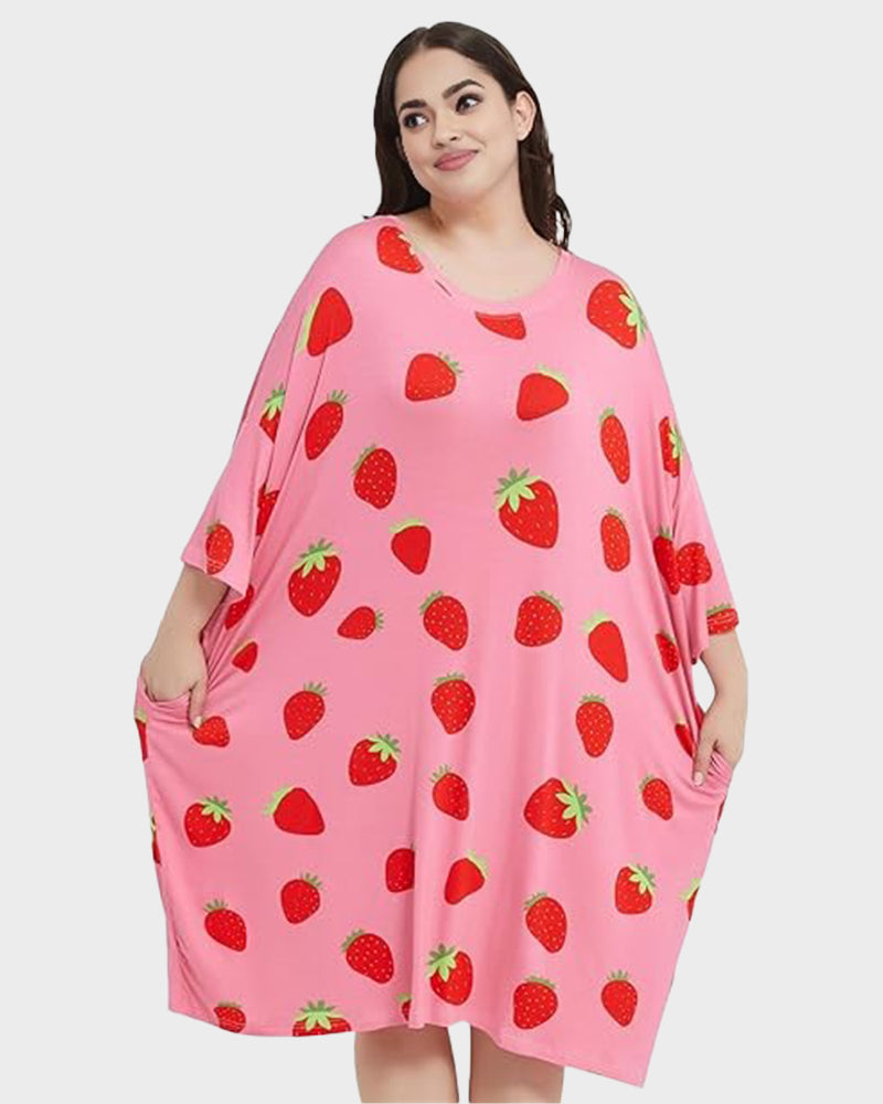 Plus Size Ultra-Soft Oversized Shirt Sleepwear with Pockets