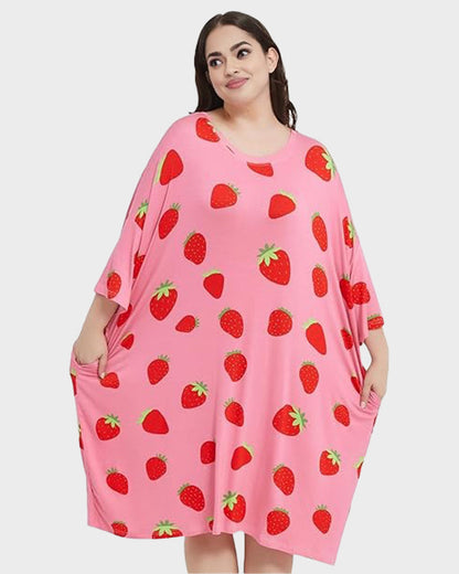 Plus Size Ultra-Soft Oversized Shirt Sleepwear with Pockets