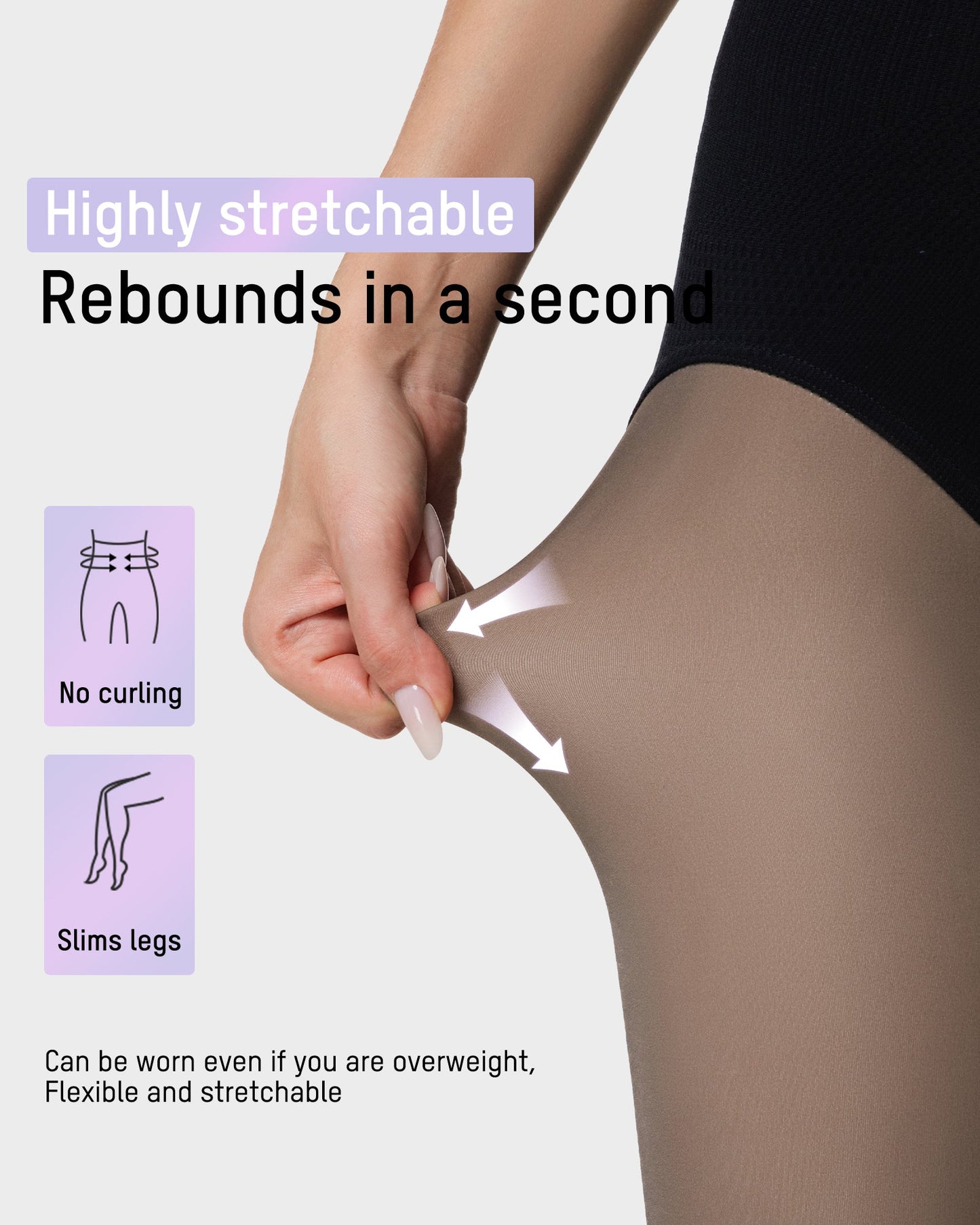 Semi-Sheer Black High-Waist Shaping Tights – Thin & Fleece-Lined